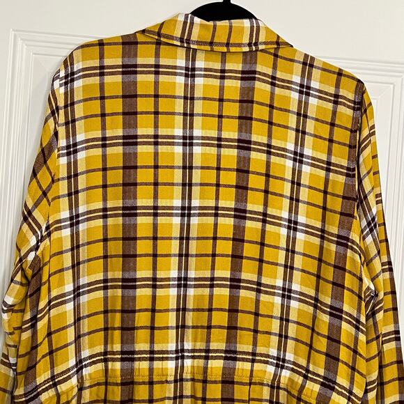 Lane Bryant Women's Top Size 18/20 Plaid Mustard Color Drawstring Waist Collared - Picture 8 of 12